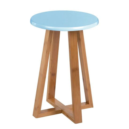 Varna Bamboo Round Stool In Blue