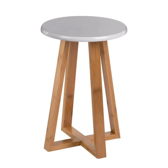 Varna Bamboo Round Stool In Grey