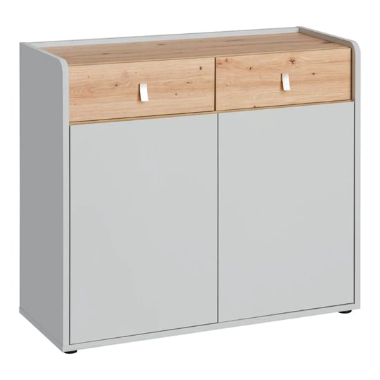 Varna Wooden Sideboard With 2 Doors 2 Drawers In Pearl Grey
