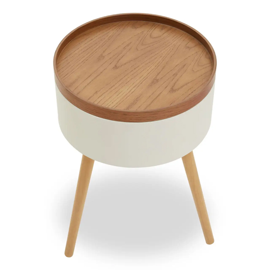 Varna Storage Wooden Round Side Table In Oak