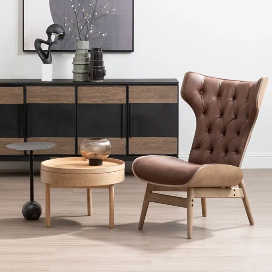Varna Wooden Round Side Table In Oak