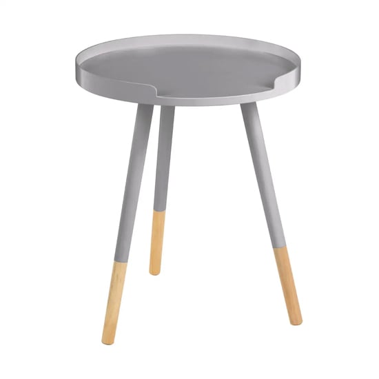 Varna Wooden Side Table Round In Grey