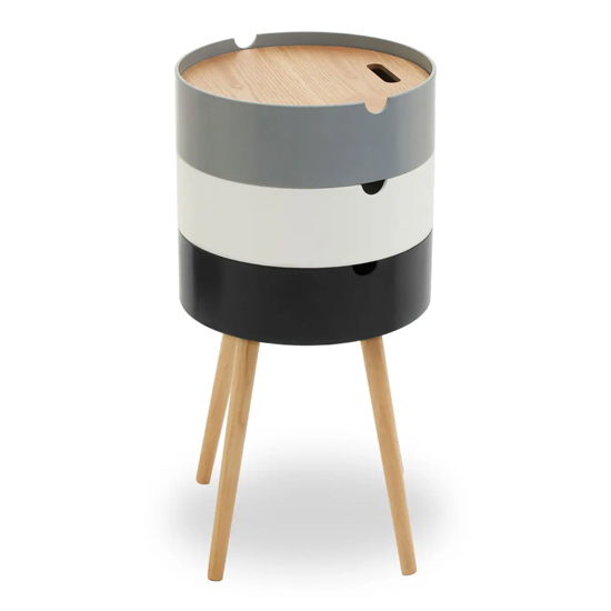 Varna Wooden Three Tier Side Table Storage In Multi-Colour