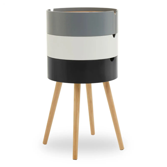 Varna Wooden Three Tier Side Table Storage In Multi-Colour