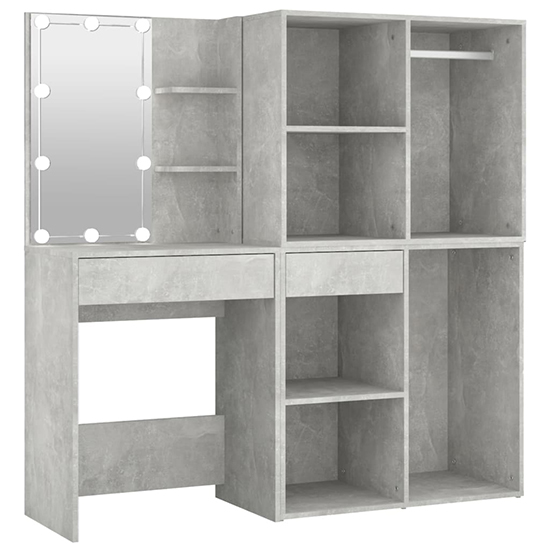Varro Dressing Set In Concrete Effect With 2 Cabinets And LED