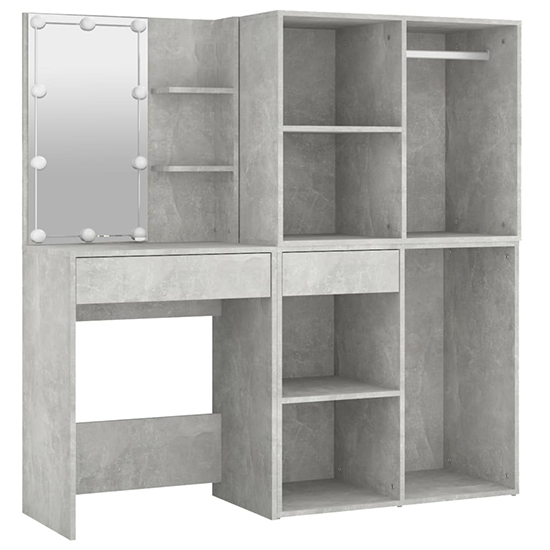 Varro Dressing Set In Concrete Effect With 2 Cabinets And LED