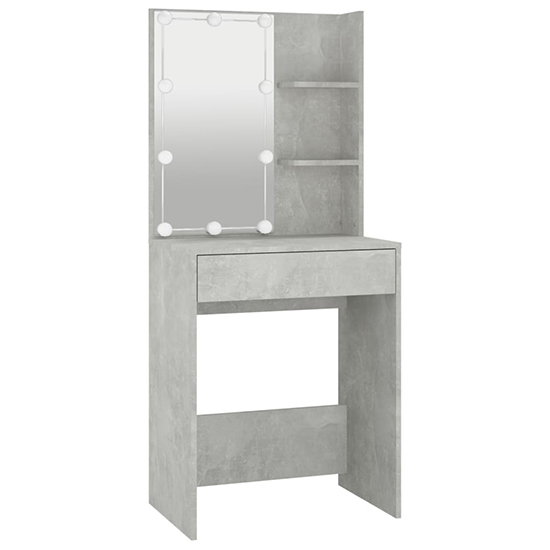 Varro Dressing Set In Concrete Effect With 2 Cabinets And LED