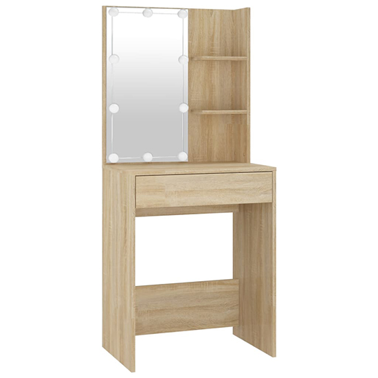 Varro Wooden Dressing Set In Sonoma Oak With 2 Cabinets And LED