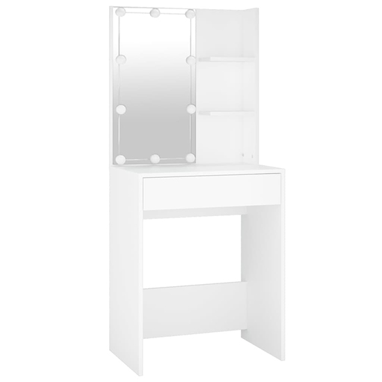 Varro Wooden Dressing Set In White With 2 Cabinets And LED