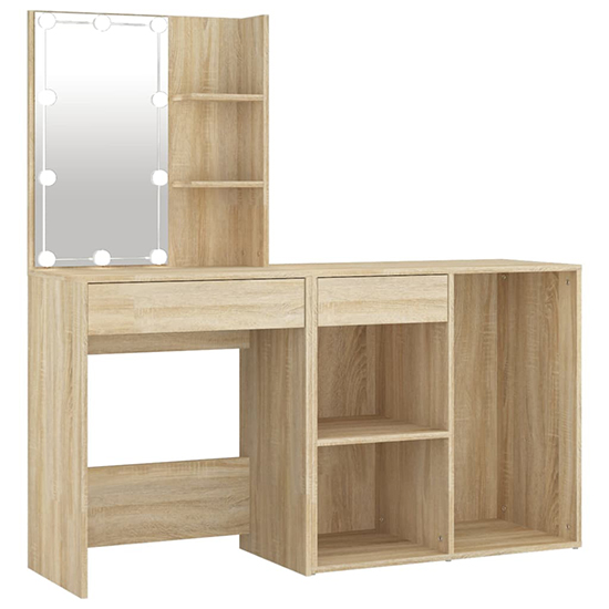 Varro Wooden Dressing Set In Sonoma Oak With 1 Cabinet And LED