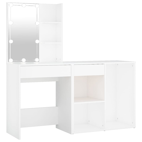 Varro Wooden Dressing Set In White With 1 Cabinet And LED