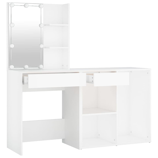 Varro Wooden Dressing Set In White With 1 Cabinet And LED