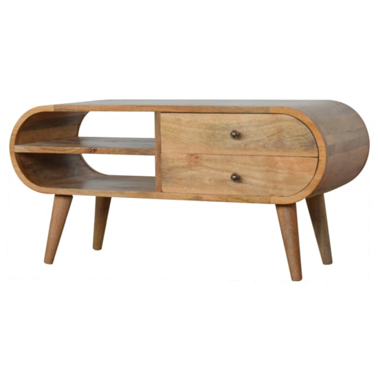 Product photograph of Vary Wooden Circular Tv Stand In Oak Ish from Furniture in Fashion