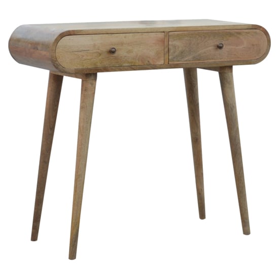 Read more about Vary wooden circular console table in oak ish with 2 drawer