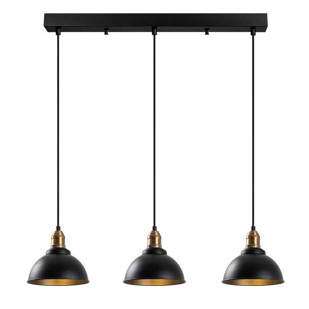 Varzan 3 Light Metal Ceiling Pendant Light in Black and Antique