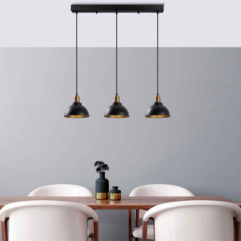 Varzan 3 Light Metal Ceiling Pendant Light in Black and Antique