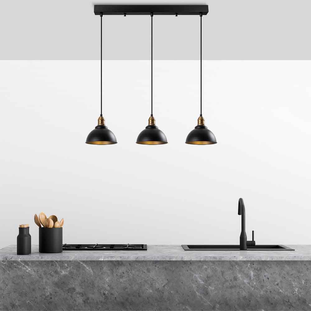 Varzan 3 Light Metal Ceiling Pendant Light in Black and Antique