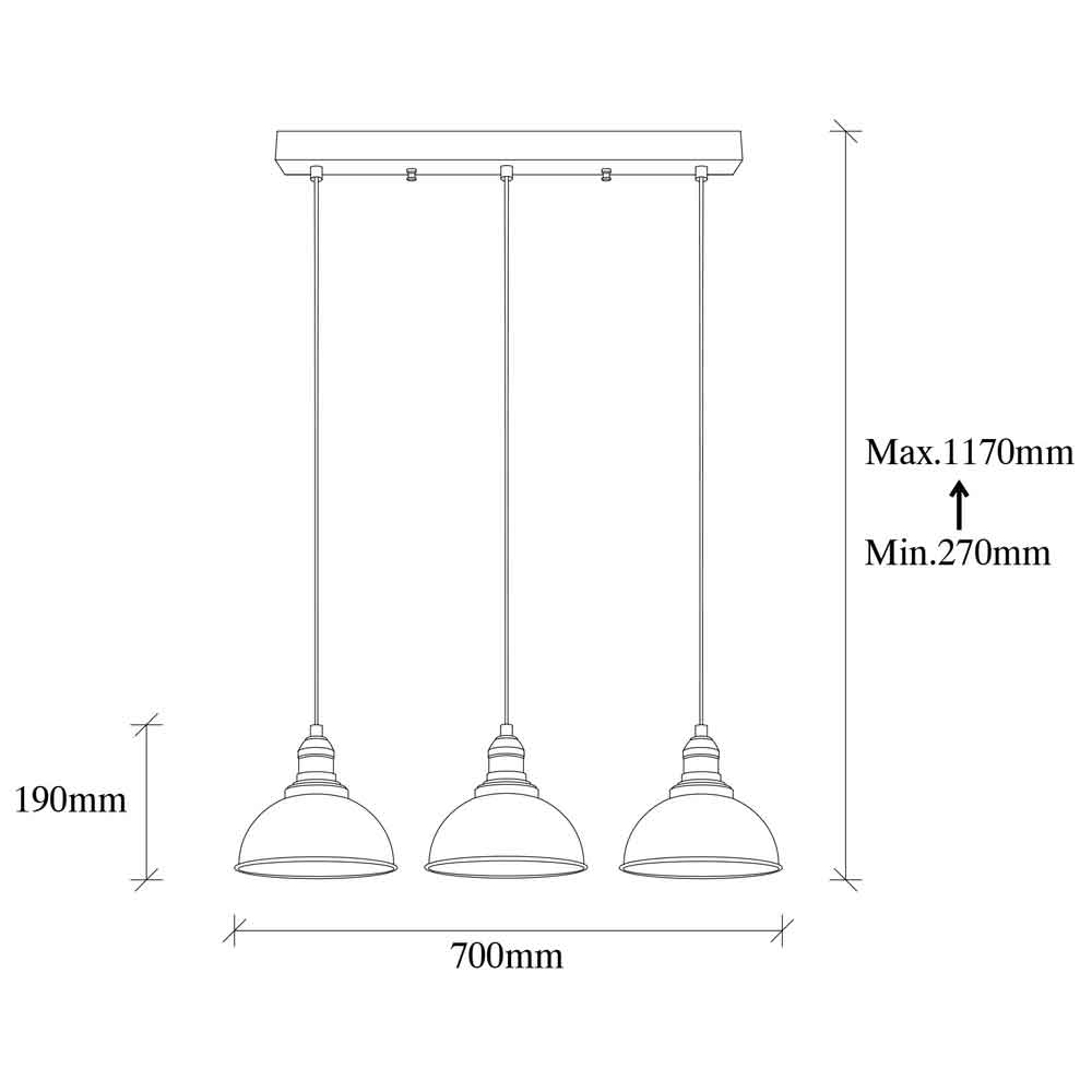 Varzan 3 Light Metal Ceiling Pendant Light in Black and Antique