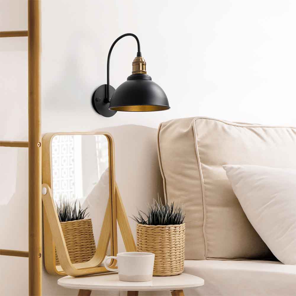 Varzan Metal Wall Light in Black and Antique