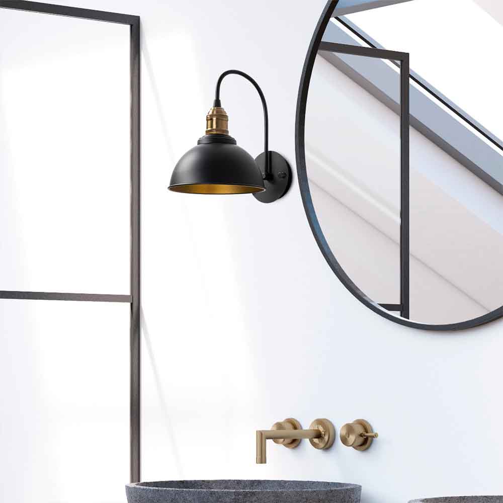 Varzan Metal Wall Light in Black and Antique