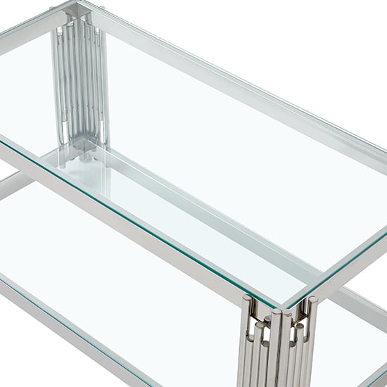 Vasari Clear Glass Coffee Table With Stainless Steel Frame | Furniture