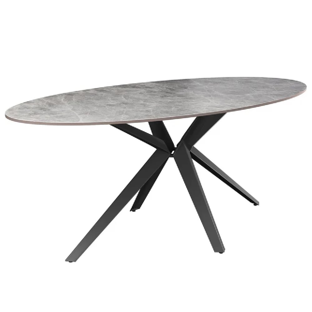 Read more about Vashon ceramic oval dining table with black legs in grey