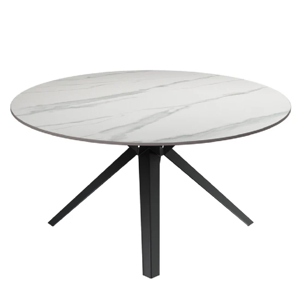 Read more about Vashon ceramic round coffee table with black legs in white