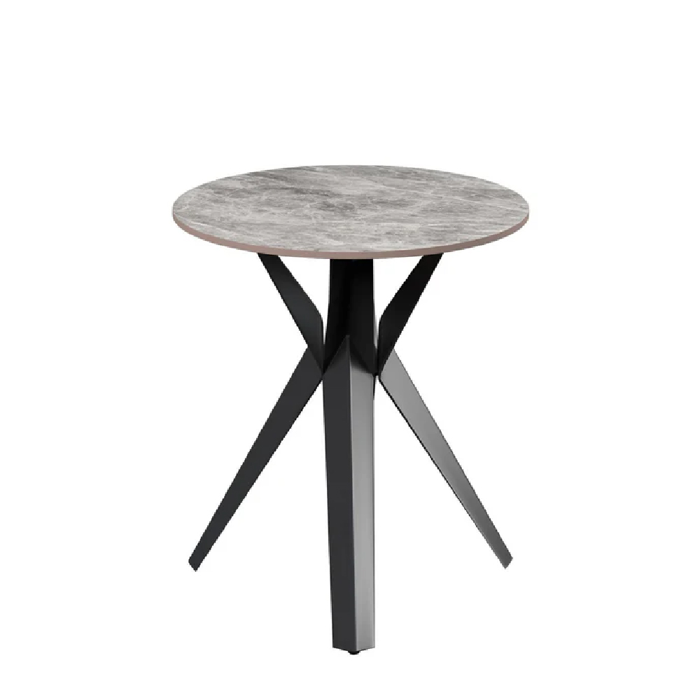Read more about Vashon ceramic round side table with black legs in grey