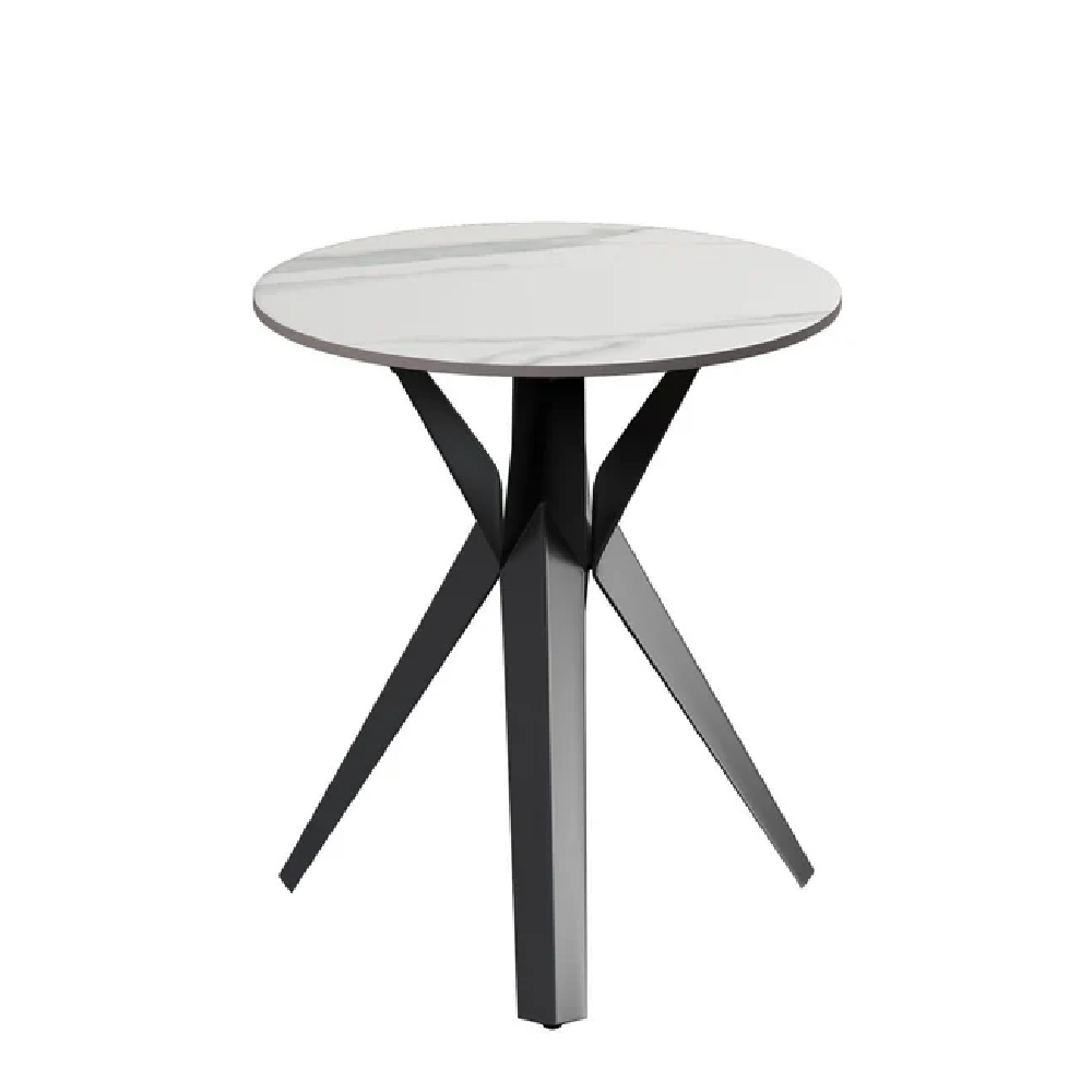 Read more about Vashon ceramic round side table with black legs in white