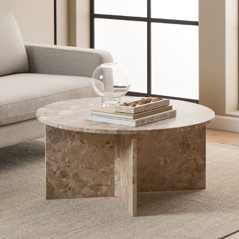 Read more about Vashon marble round coffee table in brown