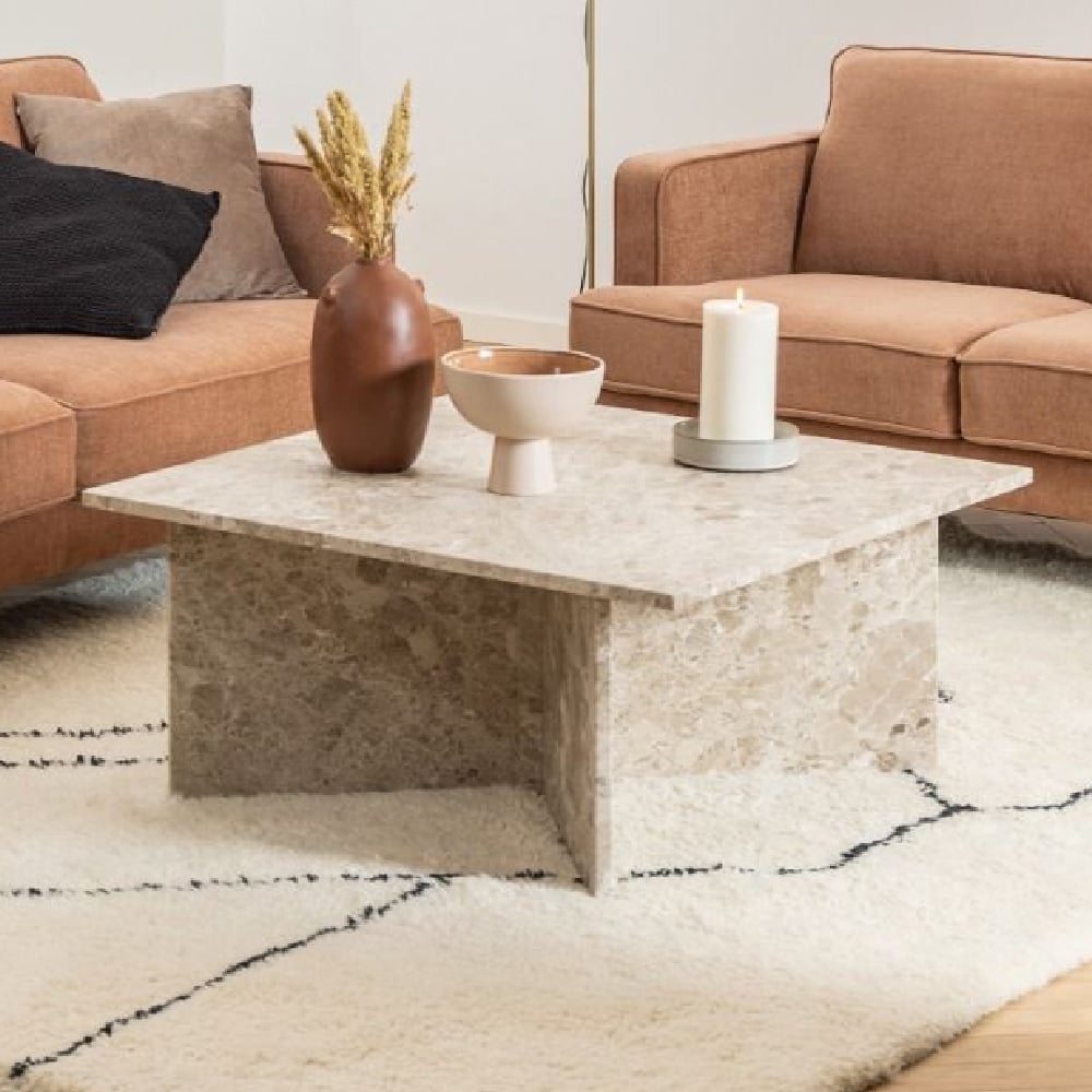 Read more about Vashon marble square coffee table in brown