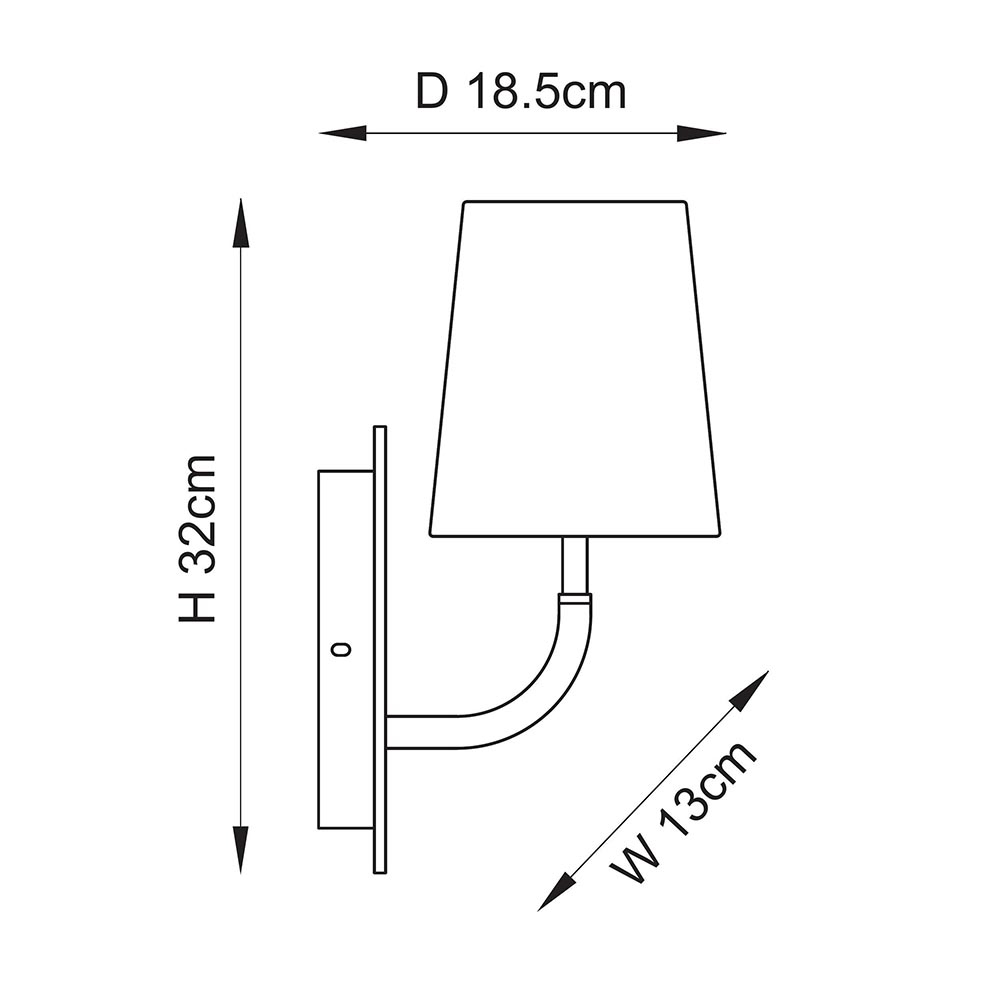 Vashon Natural Fabric Curved Wall Light With White Marble Base