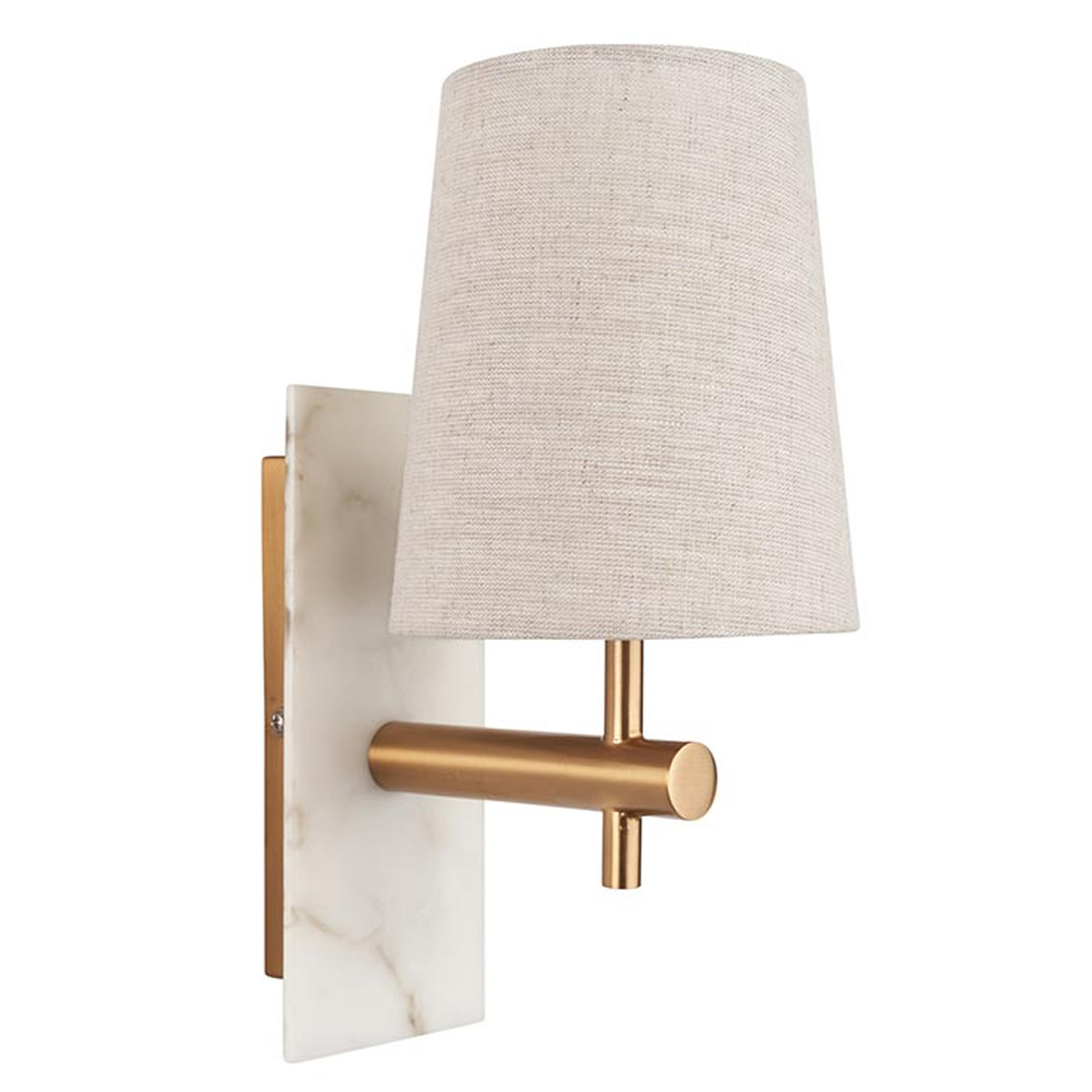 Vashon Natural Fabric Wall Light With White Marble Base