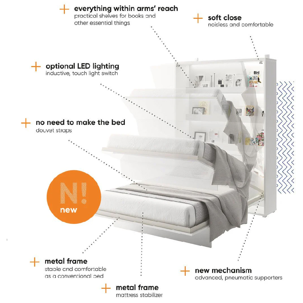 Vashon Vertical Wall High Gloss King Size Bed In White