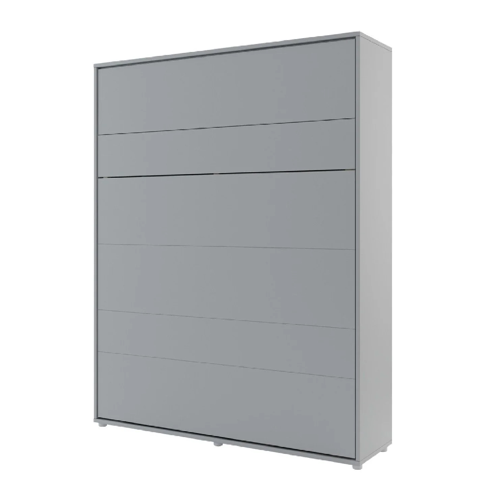 Vashon Vertical Wall Wooden King Size Bed In Matt Grey