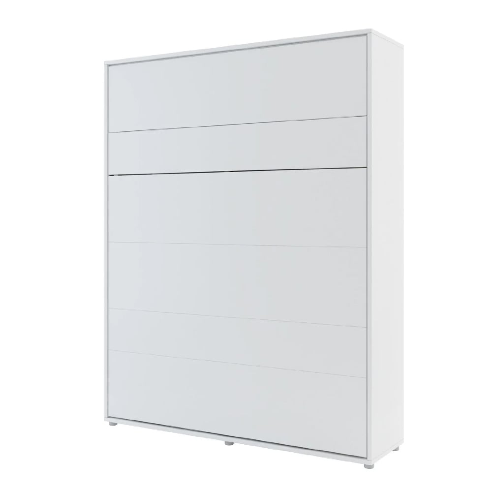 Vashon Vertical Wall Wooden King Size Bed In Matt White