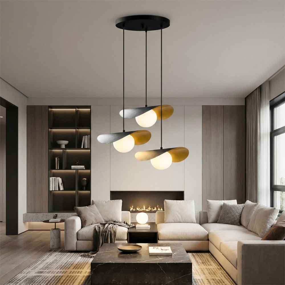 Vatoz 3 Light Metal Ceiling Pendant Light in Black and White