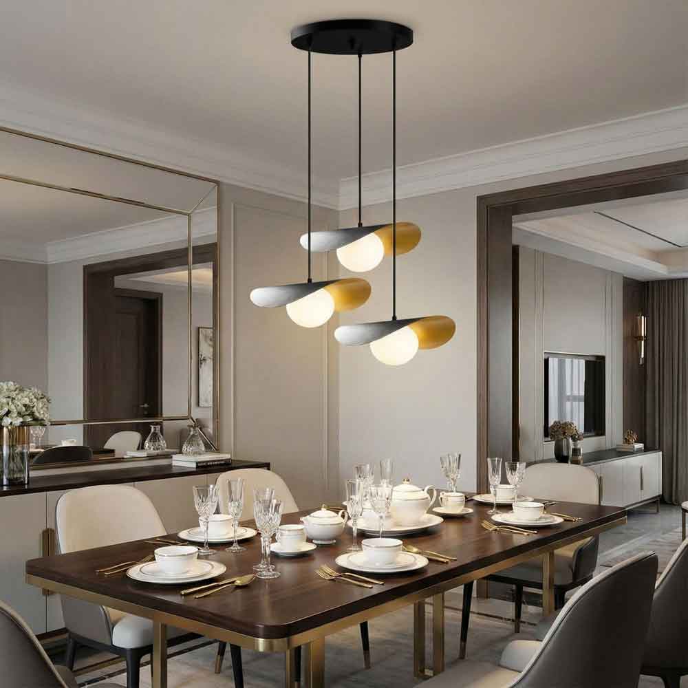 Vatoz 3 Light Metal Ceiling Pendant Light in Black and White