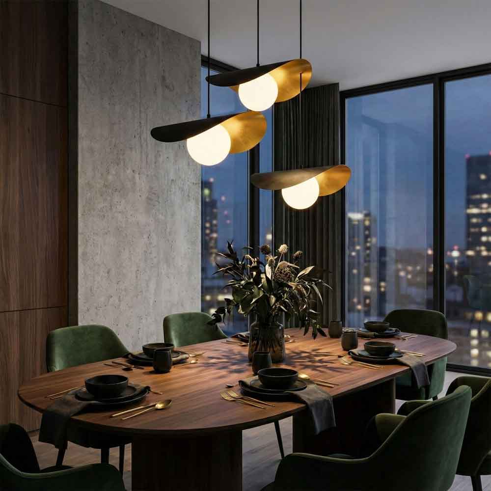 Vatoz 3 Light Metal Ceiling Pendant Light in Black and White