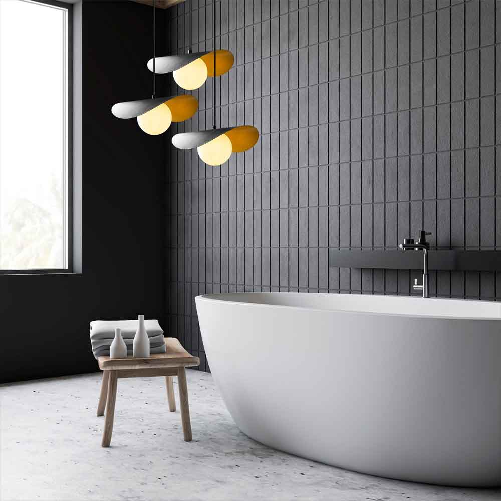 Vatoz 3 Light Metal Ceiling Pendant Light in Black and White