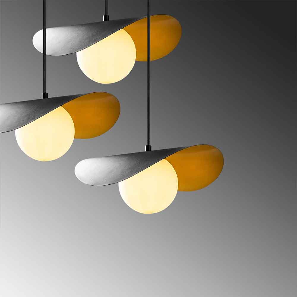 Vatoz 3 Light Metal Ceiling Pendant Light in Black and White