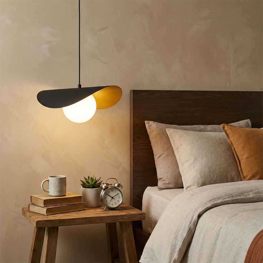 Vatoz Metal Ceiling Pendant Light in Black and White