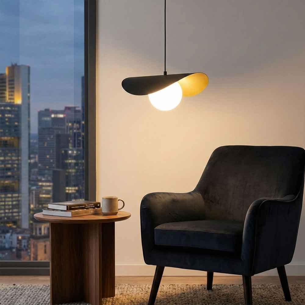 Vatoz Metal Ceiling Pendant Light in Black and White