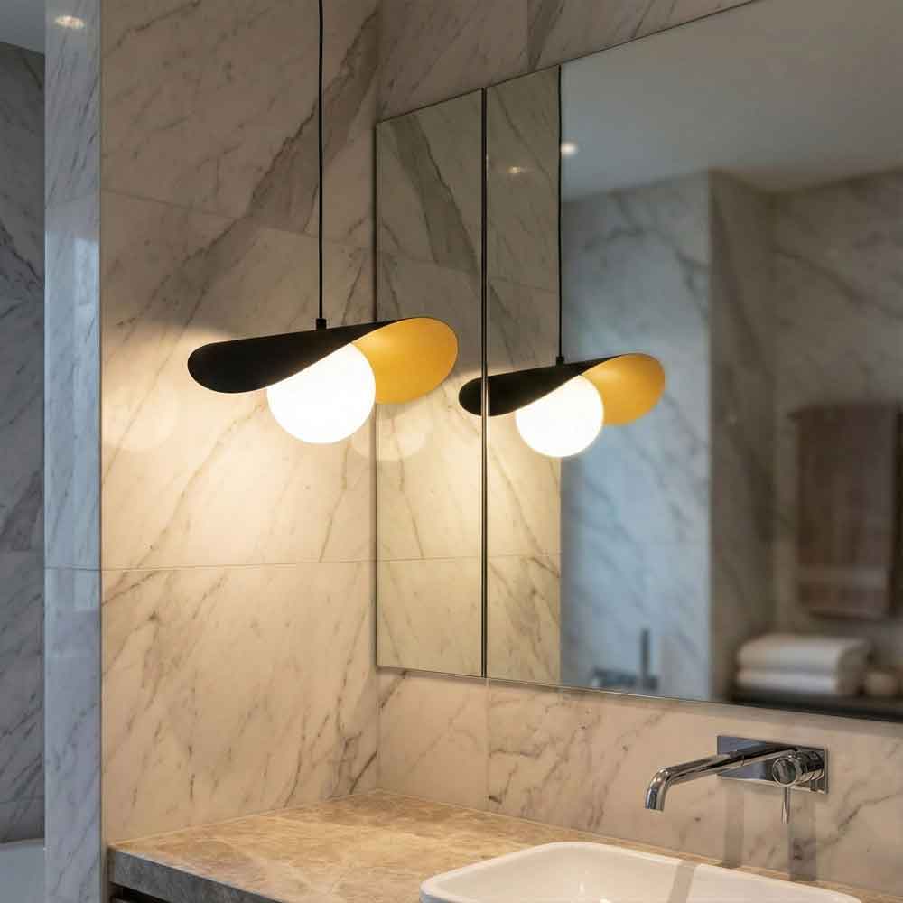 Vatoz Metal Ceiling Pendant Light in Black and White
