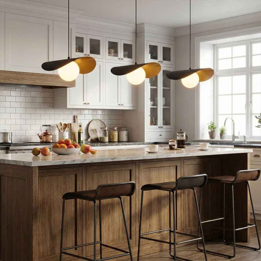 Vatoz Metal Ceiling Pendant Light in Black and White