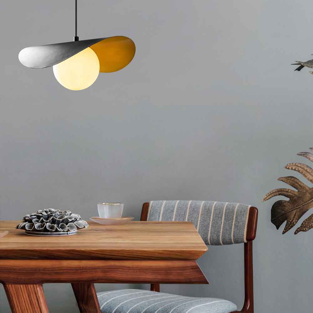 Vatoz Metal Ceiling Pendant Light in Black and White