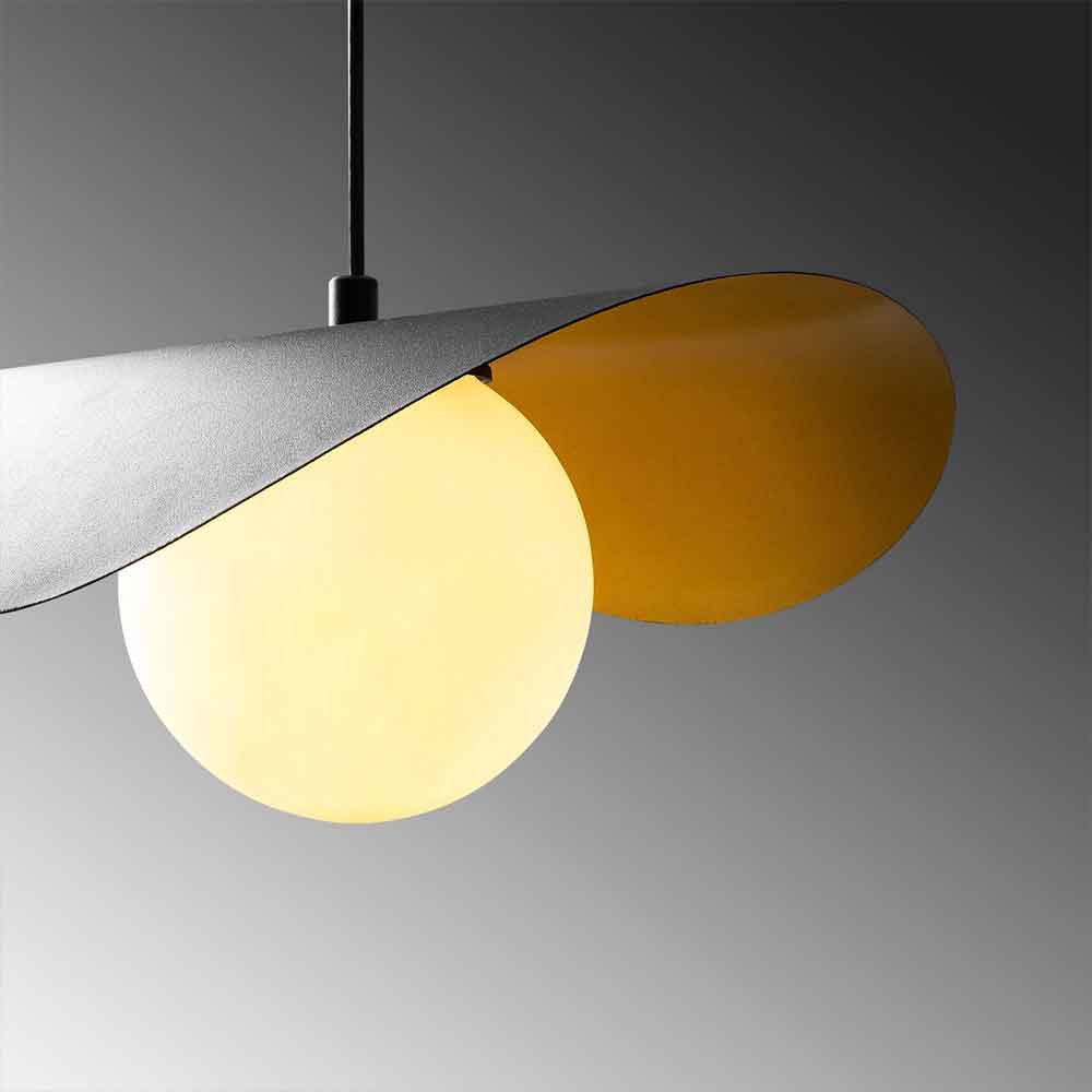 Vatoz Metal Ceiling Pendant Light in Black and White