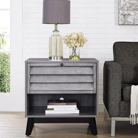 Photo of Vega wooden accent side table in grey oak