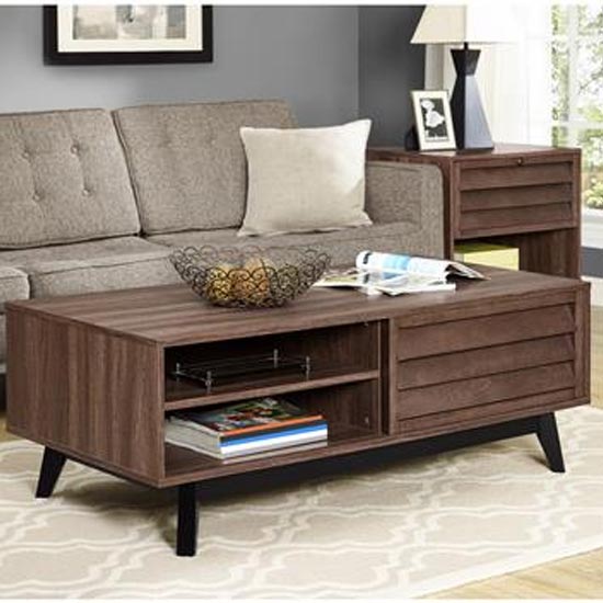 Vega Wooden Coffee Table With 1 Sliding Door In Walnut