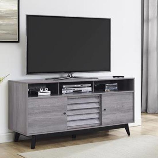 Vaughn Wooden TV Stand In Grey Oak Furniture in Fashion